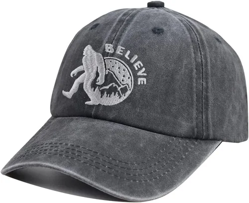 Vista 2 de HHNLB Bigfoot - Gorra de béisbol bordada ajustable de algodón retro de mezclilla de algodón para pies grandes