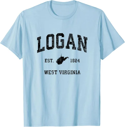 Vista 31 de Logan West Virginia WV - Camiseta deportiva clásica negra, Gris