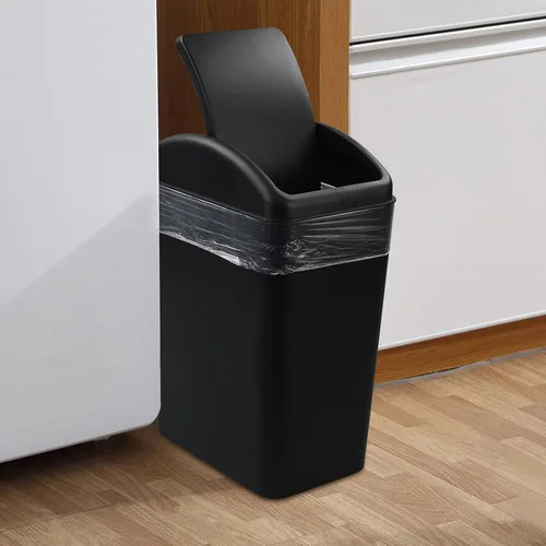 Vista 3 de Cand 1 bote de basura de 4 galones, cubo de basura de plástico con tapa giratoria, 16 L (negro)