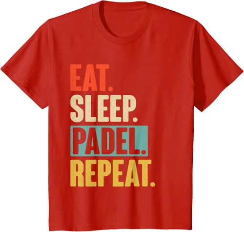 Vista 3 de Eat Sleep Padel Repeat - Camiseta de pádel retro vintage, Negro