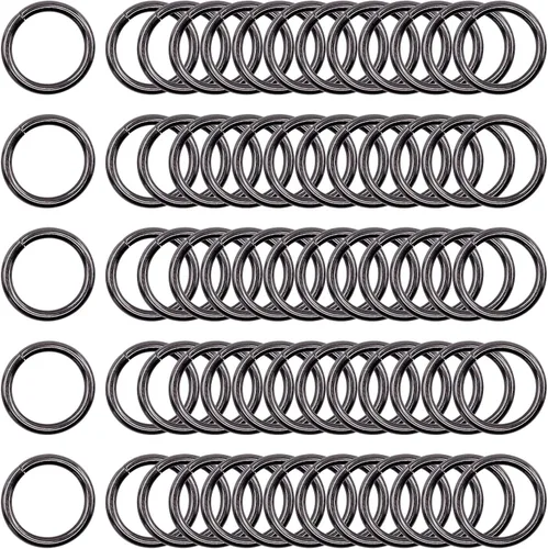 Vista 17 de Kit de 60 anillos de metal para cinturones, pasadores o anillos para macramé, cinturón de campamento, correas de perro, accesorios de sable de luz
