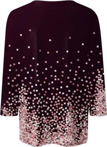 Vista 4 de Y2K - Camisetas con estampado lindo para mujer, blusas casuales de talla grande, básicas, sin botones, para camisas de manga 34