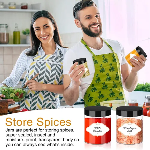 Vista 26 de PeacePeo Tarros de plástico con tapas, recipientes de slime de 4 onzas, 72 frascos de plástico transparente vacíos, recipientes de cosméticos