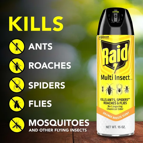 Vista 2 de Raid Asesino de insectos múltiples, brisa de naranja, 15 onzas (paquete de 4)