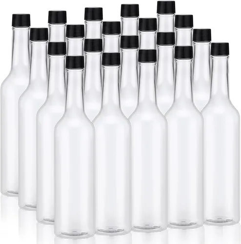 Vista 9 de Tioncy 10 piezas 15 oz botellas de cuello largo de plástico para coquito, botellas de vino de licor transparentes vacías con tapas de rosca