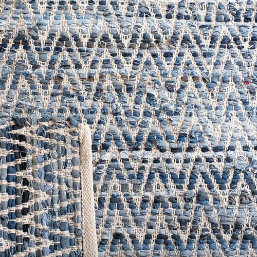 Vista 6 de Safavieh Colección Montauk - Alfombra de área de 5 x 8 pies, azul, hecha a mano, ideal para zonas de alto tráfico en sala de estar, dormitorio