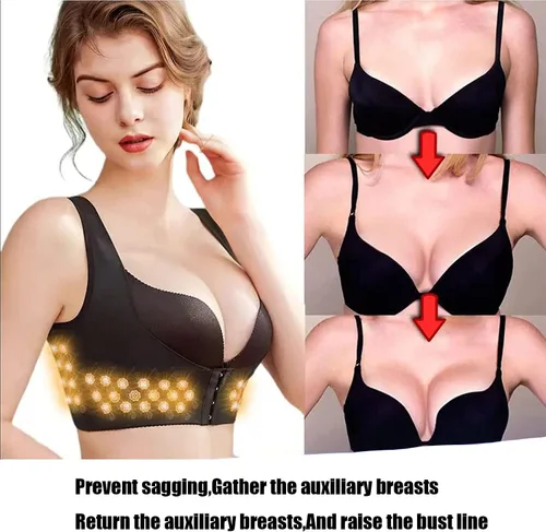 Vista 5 de AMAZIDEAL Faja moldeadora de pecho para mujer, cierre frontal que da forma al pecho y corrector de postura de espalda