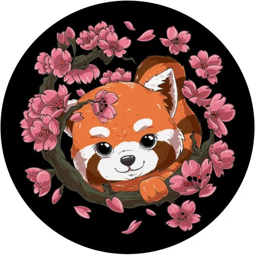 Vista 3 de Lindo Panda rojo y japonés Sakura Cherry Blossom PopSockets agarre y soporte para teléfonos y tabletas