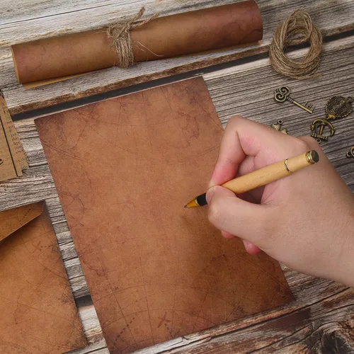 Vista 4 de Juego de sobres y papel de papelería vintage, carta y sobres de papel de escritura, incluye hojas de papel de carta antiguos, sobres de estraza