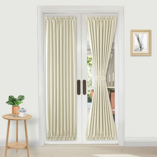 Vista 118 de DWCN Cortinas para Puertas Francesas – Cortinas opacas térmicas con bolsillo para barra para puertas con ventana de cristal, puertas de cocina