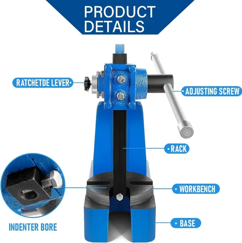 Vista 3 de Generic Prensa manual de árbol de 2 toneladas de hierro fundido resistente, 8.5 pulgadas de altura máxima, para sellar, doblar, estirar, formar