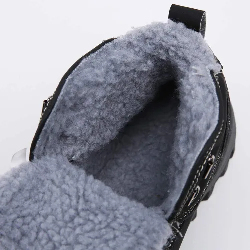 Vista 7 de TSIODFO Botas de moda para hombre invierno impermeables para exterior con piel para senderismo negras Negro 01