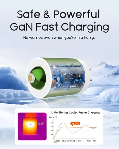 Vista 8 de Juego de cargador magnético, bloque de carga rápida de 20 W con cable de 6 pies, innovador cable de nailon magnético compatible con iPhone