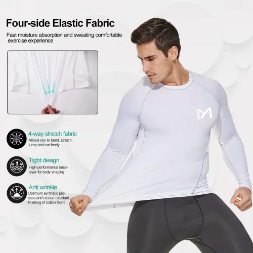 Vista 4 de MEETYOO Camisa de compresión de manga larga para hombre