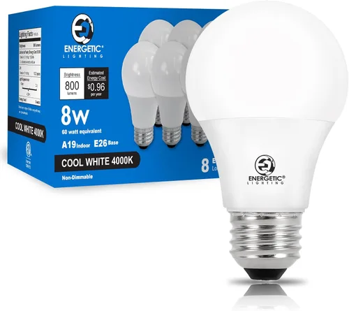 Vista 15 de E ENERGETIC LIGHTING Bombillas equivalentes a 60 vatios, bombillas LED blancas suaves A19, base E26 de 15000 horas, bombilla de 8 W, 800 LM, 2700 K
