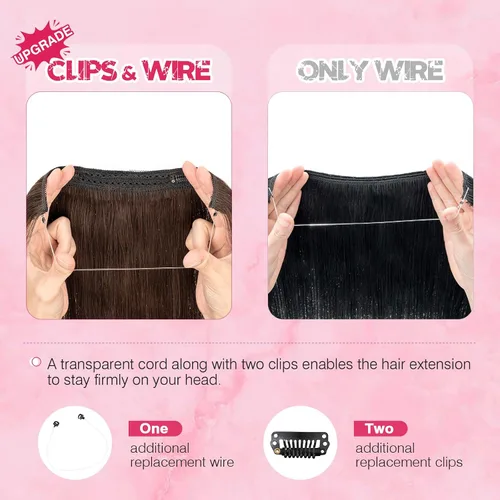 Vista 4 de MY-LADY - Extensiones de cabello humano real, extensiones de cabello humano real, 12 pulgadas, color marrón oscuro, extensiones de cabello largo
