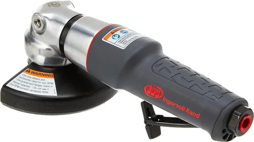 Vista 2 de Ingersoll Rand Amoladora angular de aire extendida 444, rueda tipo 27 de 4 pulgadas, 14,000 RPM, 0.9 HP, rosca 3/8"-24, escape trasero