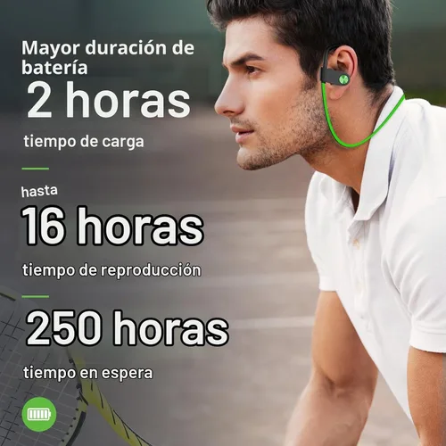 Vista 4 de Auriculares Bluetooth, Bluetooth 5.3 IPX7, impermeables, inalámbricos, deportivos, para gimnasio, 16 horas de reproducción, auriculares para correr