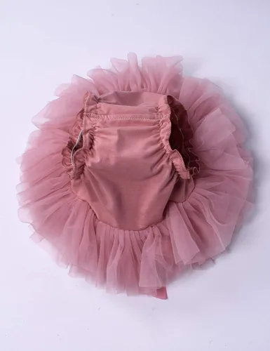 Vista 3 de Juego de pañalero y diadema Tutu de tul con cubierta de algodón para niñas y bebés.