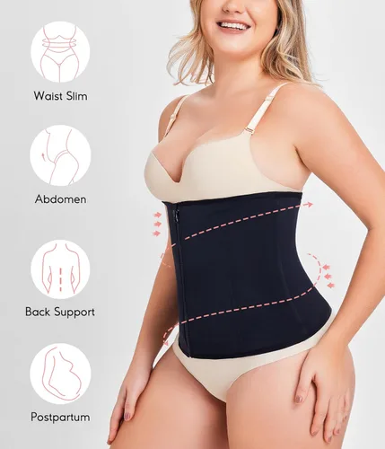 Vista 4 de MERYOSZ Corsé de entrenamiento de cintura con cremallera y control de abdomen, faja transpirable para mujer, faja deportiva
