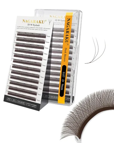 Vista 133 de NAGARAKU Extensiones de pestañas prefabricadas en abanico 3D W 0.05 C 0.315 0.05-C 3D W