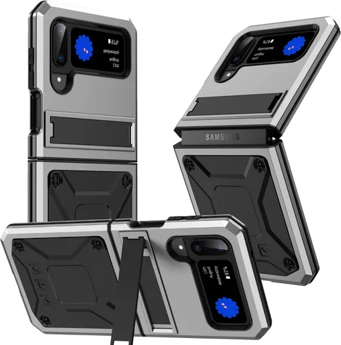 Vista 9 de Lunivop Funda de metal resistente para Samsung Galaxy Z Flip 3/Z Flip 4 Negro