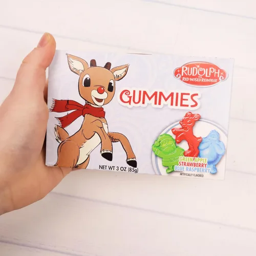 Vista 3 de Rudolph - Gomitas de Navidad, caramelos de gomita de renos festivos, rellenos de calcetines, 3 onzas (paquete de 3)