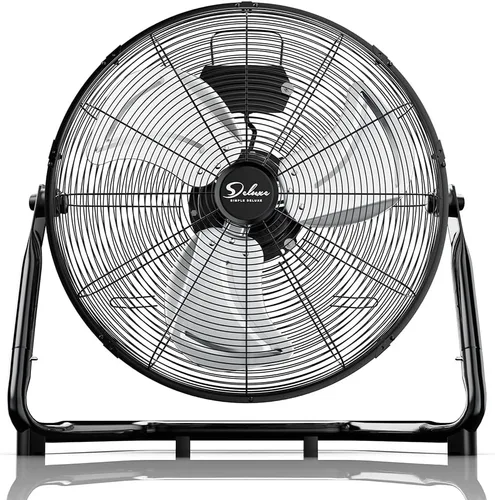 Vista 8 de Ventilador de suelo Simple Deluxe con 3 velocidades, hecho de metal robusto, alta velocidad con diseño industrial, silencioso, oscilantes, para uso
