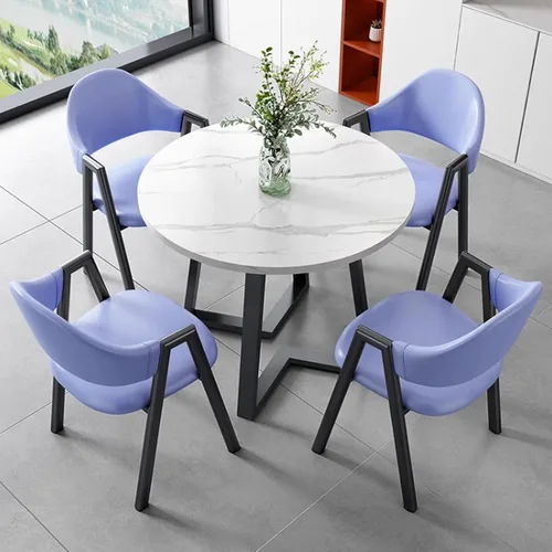 Vista 13 de YVYKFZD Office Reception Room Club Table, Round Conference Table, Simple Kitchen Dining Table Set with Metal Legs, Small Conference Room Table and