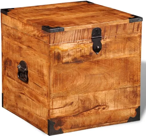 Vista 5 de Cofre de almacenamiento cúbico,Caja de herramientas de madera,Cofre del tesoro grande, Caja de herramientas de madera,Puramente hecho a mano,Madera