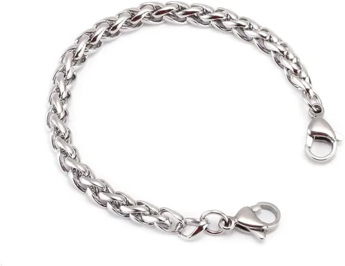 Vista 6 de Cadena de pulsera médica - Cadena de trigo de acero inoxidable intercambiable Pulsera de identificación de alerta médica