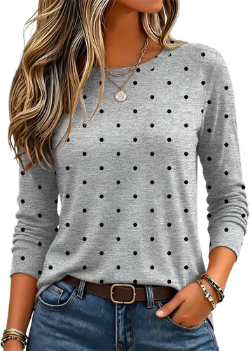 Vista 9 de Zeagoo Paquete de 3 camisetas de manga larga para mujer, estilo casual, suave, cuello redondo, básicas, ropa de otoño Z Rayas Azul 273