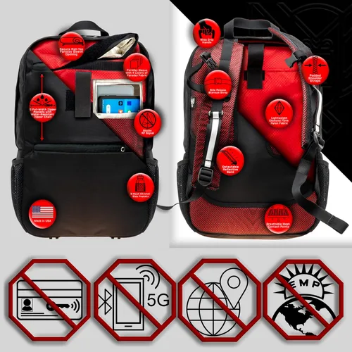 Vista 3 de Xtreme Sight Line ~ Xecutive Transport Faraday Mochila, Rojo -, Minimalista