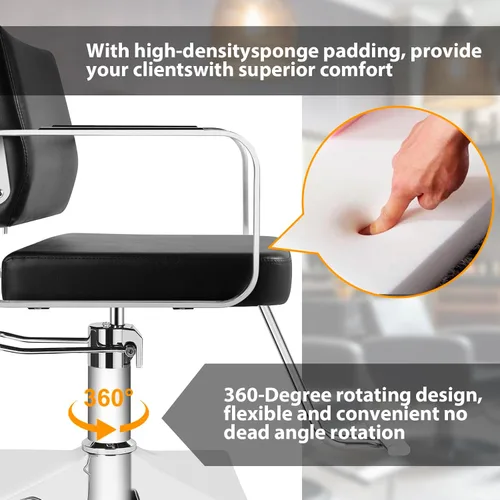 Vista 6 de Sillas de Salón para Estilista Silla con Bomba Hidráulica Silla de Salón de Peluquería Giratoria de 360 Grados Silla de Barbero, Equipo de Belleza