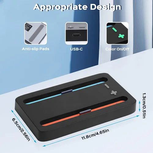 Vista 3 de Base de carga para Nintendo Switch 2, Switch 2 Joycons Dock para 2 Joycons, estación de soporte de cargador Joycons con indicación LED y cable