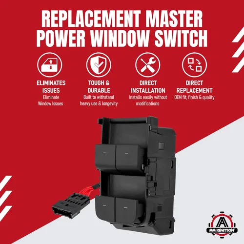 Vista 2 de Interruptor de elevalunas eléctrico Master – Delantero Izquierdo Lado del Conductor – Compatible con Tesla Model 3, Modelo Y – 2020-2024 – Sustituye