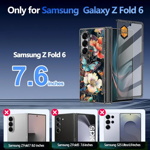 Vista 9 de Hekodonk Funda para Galaxy Z Fold 6, compatible con MagSafe, brilla en la oscuridad, protector de pantalla frontal, soporte, protección de bisagra