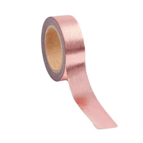 Vista 2 de Rollo de cinta washi metálica de oro rosa (paquete de 2)