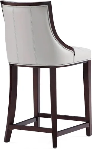 Vista 7 de Manhattan Comfort Fifth Avenue Taburetes de mostrador de piel sintética con costuras de diseño rectangular, acolchado de espuma y marco de madera