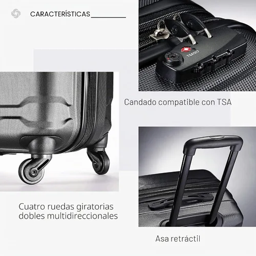 Vista 5 de Samsonite Omni - Maleta rígida expandible con ruedas giratorias, Negro, Juego de 2 piezas (20/24)