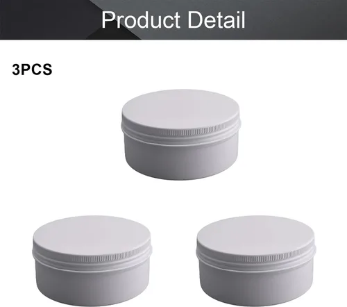 Vista 4 de Othmro 3 latas redondas de metal de 5.1 onzas, tarros de lata de aluminio, recipientes recargables de 5.1 fl oz, latas de lata con tapa de tornillo