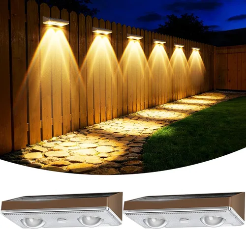 Vista 11 de Luces solares para valla al aire libre, paquete de 6 luces de valla Negro