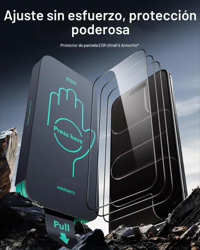 Vista 2 de ESR - Juego de 3 protectores de pantalla de vidrio templado 9H+ para iPhone Air, [grado militar a prueba de roturas], con tecnología antirreflejo