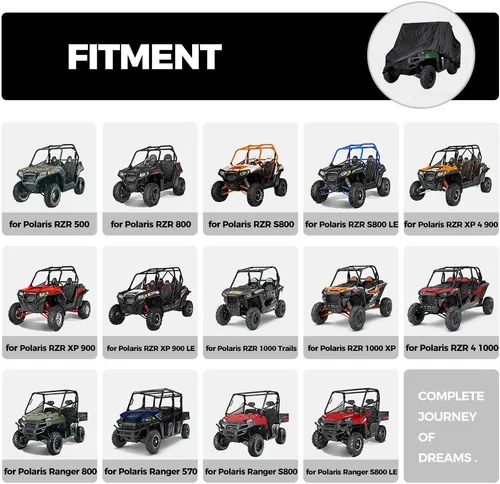 Vista 2 de Cubierta impermeable UTV, 420D resistente al desgarro, material Oxford para Polaris Suzuki Kawasaki Can Am Maverick Arctic Cat Textron 2-3 pasajeros