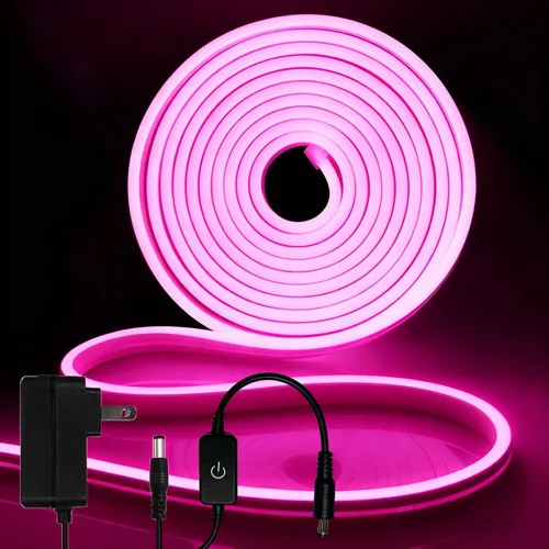 Vista 31 de iNextStation Blue LED Light Strip, 16.4ft/5m 12V Silicone Flexible Neon Rope Lights, IP65 Waterproof Cuttable LED Strip Lights for Gaming Room