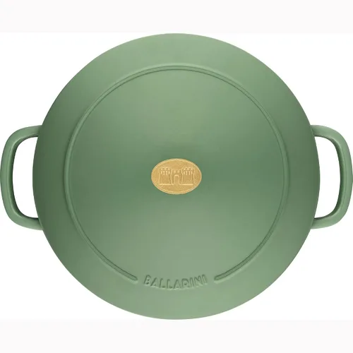 Vista 9 de BALLARINI Bellamonte Horno holandés redondo de hierro fundido de 7.5 cuartos de galón, color verde Saggio