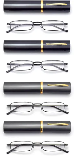 Vista 10 de Anteojos de lectura de bolsillo delgados para hombres y mujeres, lentes compactas súper transparentes, lentes con marco de metal con bisagra