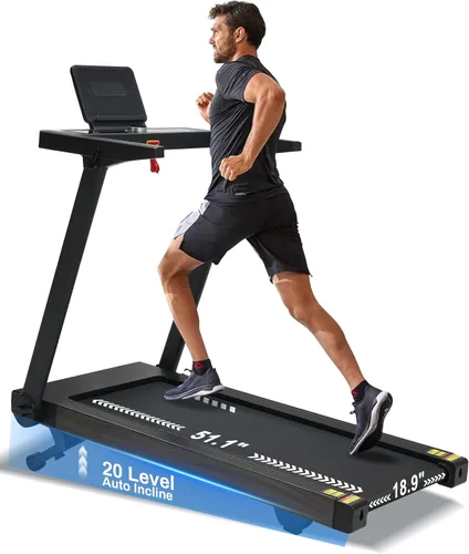 Vista 9 de Auto Incline BORGUSI Treadmill, Heavy Duty Treadmill for Home, Wide Belt