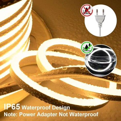 Vista 2 de Tira de luces LED de neón de 100 pies / 98.4 ft, luz blanca diurna, 6000 K, impermeable, IP65, tira de luz LED flexible CA de 110 a 120 V, luces LED