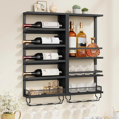 Vista 9 de Tajsoon Estante para botellas de vino, soporte para botellas, color marrón Marrón rústico